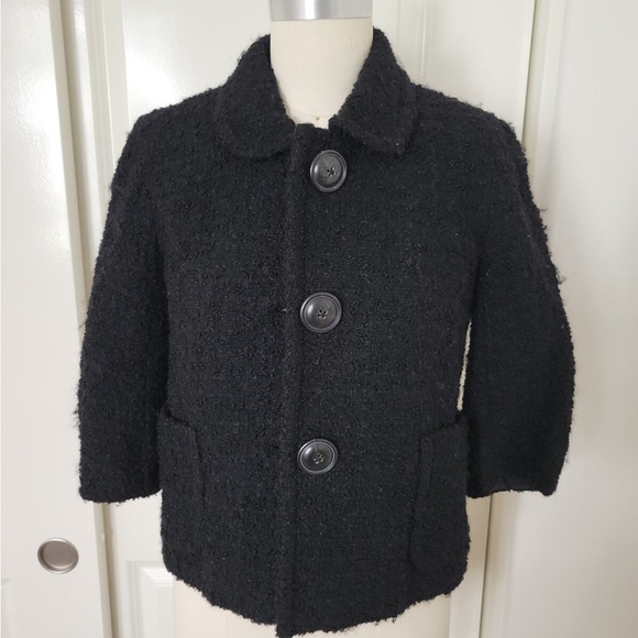 J. Crew Jackets & Blazers - J. Crew Black Bouclé Short Pea Coat Size 0
